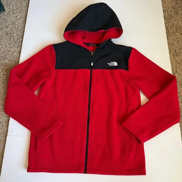 The North Face Freestyle Fleece Hooded Jacket Red Youth Large 14/16 - Picture 2 of 13